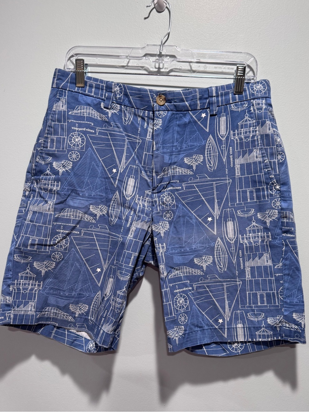 Vineyard Vines Blue Nautical Sketch Print Flat-Front Shorts